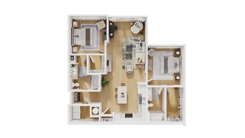 Floor plan for 2 beds, 2 baths, 1178 sqft